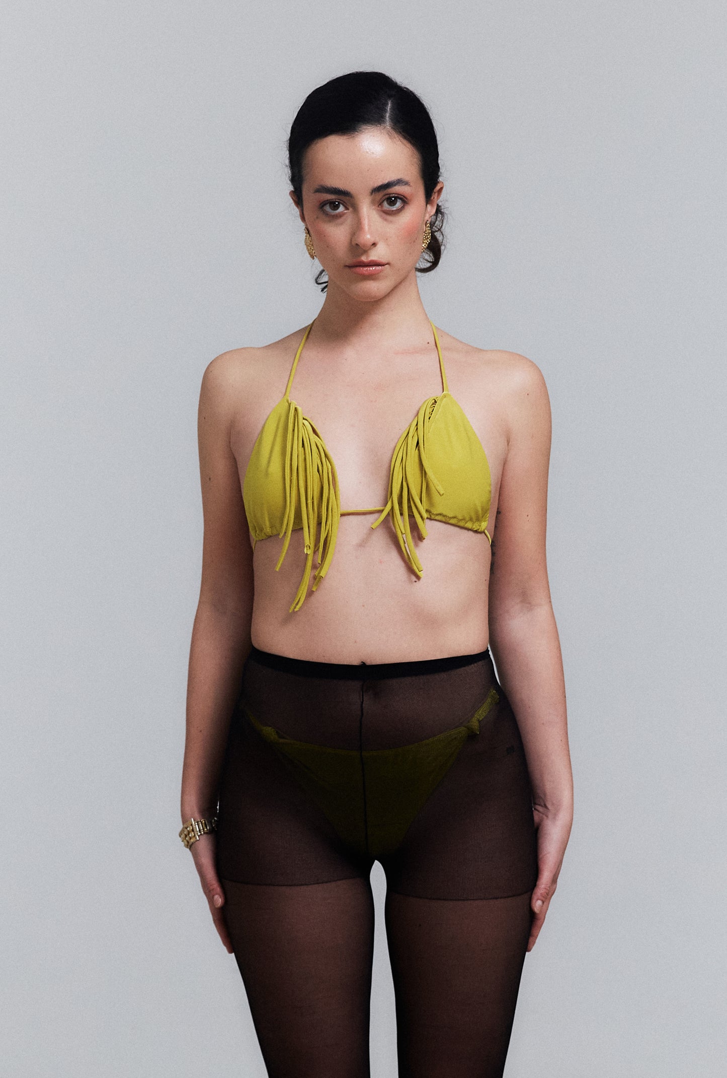 The Opal Gem Bikini Top in Lime