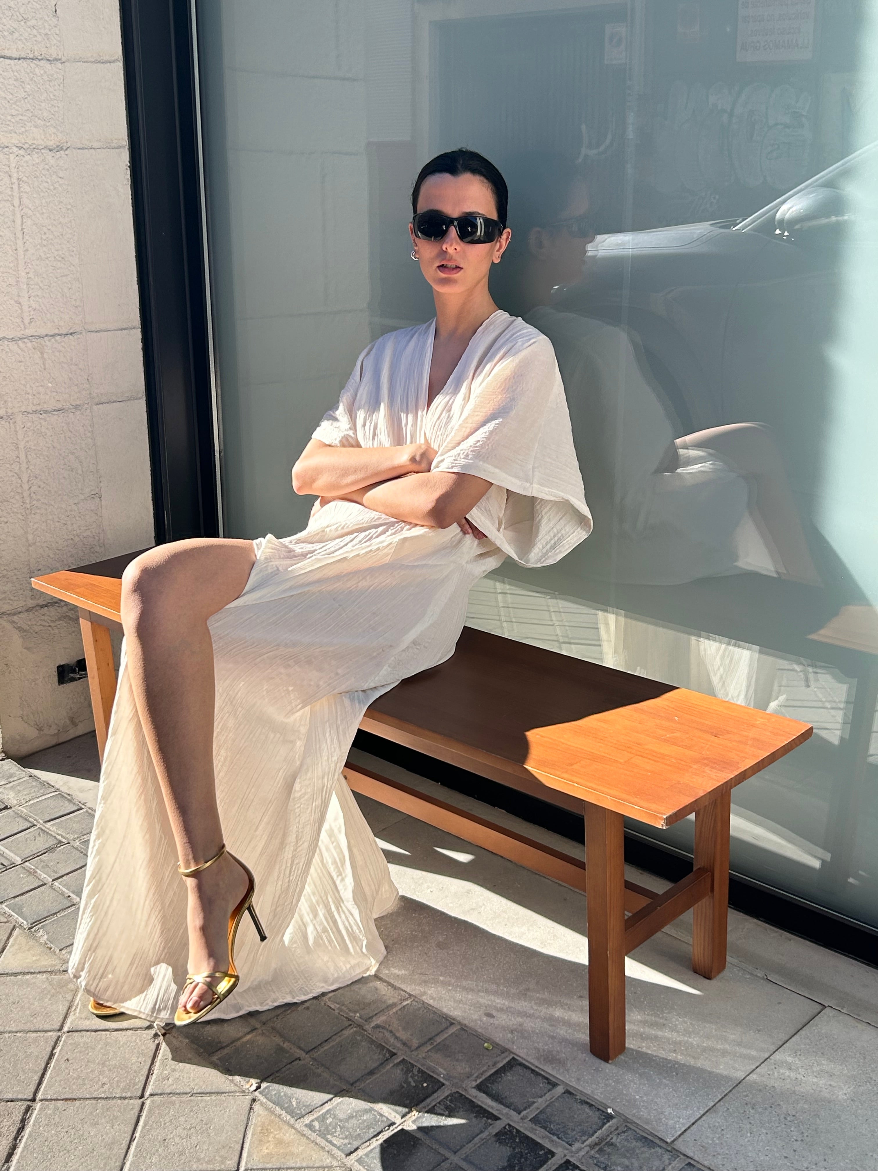 STORM INTERVAL KAFTAN IN WHITE